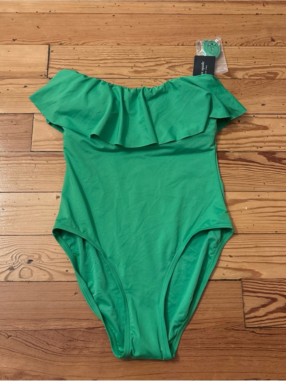 NEW Kate Spade Fern Moss 1 Piece Swim Ruffled Top Women's Size Small S $148